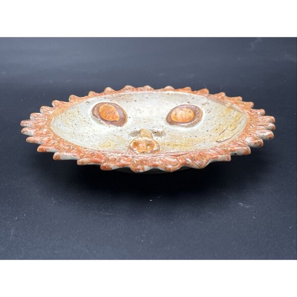 Hand Painted Terra Cotta Zodiac Leo Lion Wall Hanging Round Trinket Dish Italy - Picture 4 of 8